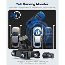 Load image into Gallery viewer, 360 View 4 Channel Dash Cam Front and Rear Left Right Inside Camera for Cars, GPS and 5G Band WiFi, Night Vision, 160 Wide Angle, WDR, 24H Parking Mode, Supercapacitor, Included 128GB Card, Black_695
