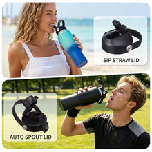 Load image into Gallery viewer, 40 OZ Stainless-steel Insulated Water Bottles - Cold 48H &amp; Hot 24H, Leak-Proof Metal Water Flask with Sleeve, Protective Boot, BPA Free Vacuum Insulated 40oz Water Bottle Fits In Cup Holder, Black_6590

