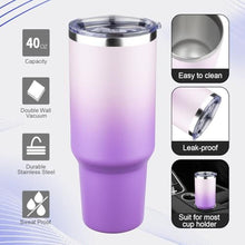 Load image into Gallery viewer, 40 oz Tumbler with Lids and Straws Double Wall Vacuum Insulated Tumbler Cup,Stainless Steel Leak-proof Thermal Tumbler Powder Coated Travel Coffee Mug for Cold and Hot Drinks,Gardient Purple, GardientPurple_5118

