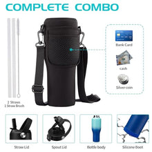 Load image into Gallery viewer, 40oz Metal Water-Bottle with Straw - Fits Cup Holder, Insulated Water Bottles with Carrier Strap Bag &amp; Boot, 40 oz Cup for Women &amp; Men, MintCobalt_6603

