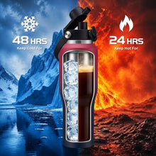 Load image into Gallery viewer, 40oz Metal Water-Bottle with Straw - Fits Cup Holder, Insulated Water Bottles with Carrier Strap Bag &amp; Boot, 40 oz Cup for Women &amp; Men, MintCobalt_6605
