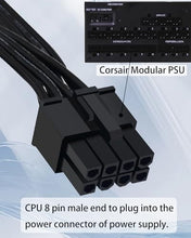 Load image into Gallery viewer, COMeap CPU Cable for Corsair PSUs, CPU 8 Pin Male to Dual CPU 8 Pin (4+4 Detachable) Male EPS-12V Motherboard Power Adapter for Thermaltake ARESGAME Power Supply 27-inch(69cm)
