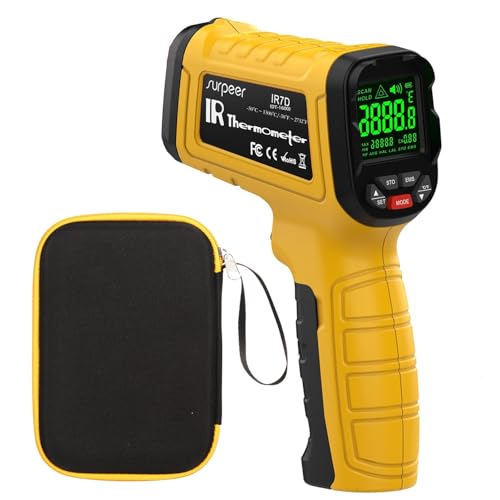 Surpeer Infrared Thermometer High Temperature Gun -58?~2732?, 50:1 Distance Ratio, Digital Laser IR Temp Gun for Cooking, Pizza Oven, Engine, Kilns, Forges, Industry, and Home Repair.