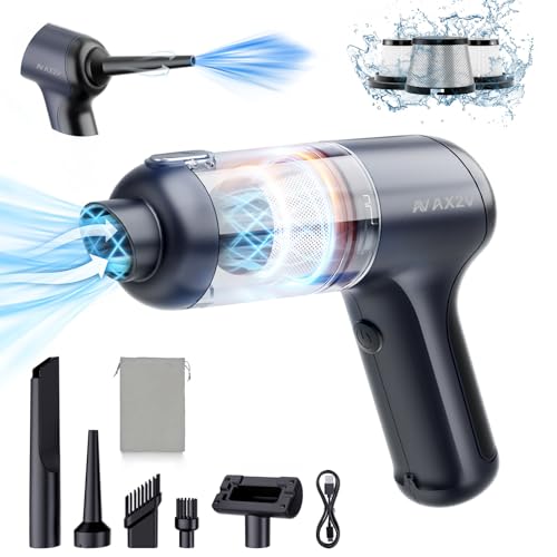 AX2V Portable Car Vacuum 16000Pa Mini Vacuum Cleaner for car,Low Noise Hand Vacuum Cordless Rechargeable, for car Detailing Keyboard Cleaner Home Cleaning