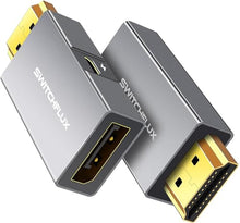 Load image into Gallery viewer, SWITCHFLUX HDMI to Displayport Adapter [2 Pack], 4k@60Hz HDMI to Displayport Converter, Aluminium HDMI Male to DP Female Adapter Compatible with PC, Graphics Card, Laptop and More, 1.96 inch, Grey
