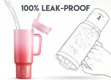 Load image into Gallery viewer, Meoky 40 oz Tumbler with Handle and Flip Straw, 100% Leakproof Tumbler with Lid and Straw, Stainless Steel Insulated Cup, Cupholder Friendly, Keeps Cold for 34 Hours (Flamingo)
