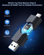 Load image into Gallery viewer, RAOYI 2 Pack 128GB USB C Flash Drive 2 in 1 Type C + USB 3.0 Flash Drive Dual OTG Retractable Type-C Thumb Drive USB-C Memory Stick for iPhone 15 iPad Pro Android Smartphone Tablet PC (Black, Red)
