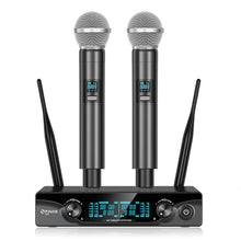 Load image into Gallery viewer, FDUCE Wireless Microphones,Cordless Dual Handheld Dynamic Karaoke Mic System for Karaoke,Party,Wedding,Outdoor Events,2x5 UHF Adjustable Channels,200ft
