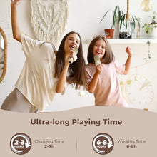Load image into Gallery viewer, HWWR Karaoke Machine for Kids, Mini Karaoke Machine with 2 Microphones &amp; LED Lights for Home Party, Toys for Girls Boys, Family Easter Christmas Birthday Gift for Kids 4 5 6 7 8 9 10 11 12+ Years Old
