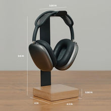 Load image into Gallery viewer, COREMINDED Universal Headphone Stand for Desk, Solid Wood Gaming Headset Stand, Heavy Duty Wooden Headphones Holder, Compatible with Airpods Max and More
