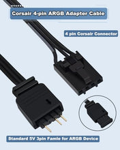 Load image into Gallery viewer, COMeap 4 pin ARGB Adapter for Corsair Commander Core XT? Commander Core, Lighting Node Core and RGB Fan Hub?1 to 2 ARGB Splitter Extension Cable Connect to 5V 3-Pin ARGB Devices 6.5 Inch
