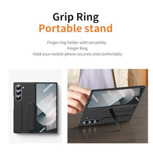 Load image into Gallery viewer, XIMAND for Samsung Galaxy Z Fold 7 Protect Case with Wristband Stand,Bulit-in Screen &amp; Lens Protection Shockproof Full Body Drop Fall Protection.(Black)
