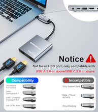 Load image into Gallery viewer, SWITCHFLUX USB C to Dual HDMI Adapter |4k@60Hz| for Mac M1/M2/M3,Displaylink(DL6950) HDMI Spilitter Extended Display for Dual Monitors Compatible with Windows, MacBook Pro/Air,Driver Required
