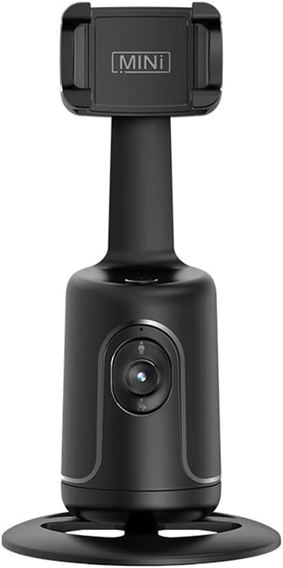 Auto Face Tracking Tripod, 360° Rotation Auto Tracking Phone Holder, No App Required, with Adjustable Lens Stable Base Phone Holder for Vlogs, Live Streaming & Video Chats (Black)
