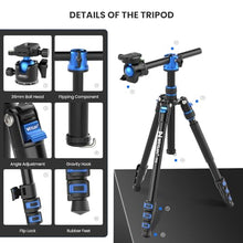 Load image into Gallery viewer, WEYLLAN TP6 Tripod for Camera, 67'' Aluminum Horizontal Overhead Tripod &amp; Monopod 2in1 with 36mm Ball Head, Phone Mount, Remote Control, Magic Arm for DSLR Camera Camcorder iPhone, Max Load 22lbs/10kg
