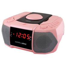 Load image into Gallery viewer, HANNLOMAX HX-334CD CD Player with PLL AM/FM Radio, Digital Clock with Dual Alarm, Red LED Display, Aux-in, AC Operation only. (Pink)
