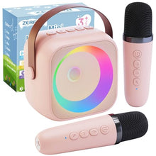 Load image into Gallery viewer, ZERFUN Mini Karaoke Machine for Kids Adults, Karaoke Microphone Wireless Microphones Rechargeable with Bluetooth Speaker, Girls Kids Birthday Christmas Toys Gifts Presents, Pink
