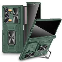 Load image into Gallery viewer, VEGO for Samsung Galaxy Z Fold 7 Case with Hinge Protection, Full-Body Case Built-in Privacy Screen Protector &amp; Slide Camera Cover &amp; Rotat Ring Stand Shockproof Hard Phone Case for Galaxy Fold 7-Green
