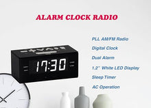 Load image into Gallery viewer, HANNLOMAX HX-144CR Alarm Clock Radio, PLL AM/FM Radio, 1.2&quot; LED Display, Digital Clock with Dual Alarm, AC Operation only. (Black_White LED)
