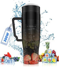 Load image into Gallery viewer, MoKo 22 oz Personal Blender Portable Blender, 300W Smoothie Blender for Shakes and Smoothie,Portable Blender with 6 Blades, BPA Free,Handle and Straw Lid, Blender for Anywhere,Transparent Black
