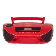 Load image into Gallery viewer, HANNLOMAX HX-328CD Portable CD Boombox with AM/FM Radio, Bluetooth, USB Port for MP3 Playback, Aux-in AC/DC Dual Power Source. (Red)
