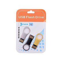 Load image into Gallery viewer, RAOYI 3 Pack 32GB Metal Key Shape USB Flash Drive, USB 2.0 Memory Stick Thumb Drives Jump Drive (Black/Silver/Gold, 3 Mixed Colors)
