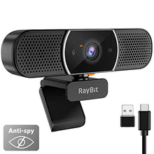 Load image into Gallery viewer, 3 in 1 Webcam - 2K HD USB C Webcam with Microphone and Speaker, Stereo Sound &amp; Noise-Cancelling Mics, Privacy Cover, Light Correction, Autofocus Conference Web Camera for Computer/Laptop/PC/Monitor

