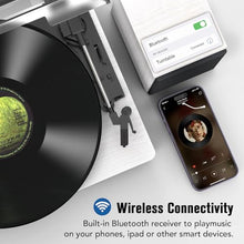 Load image into Gallery viewer, Vinyl Record Player with Two Stereo Speakers, Bluetooth Playback Turntable with 3 Speed AUX Headphone Input and RCA Out, Retro White
