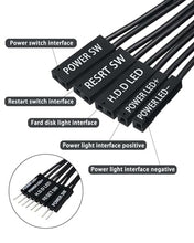 Load image into Gallery viewer, COMeap Front Panel Connector for Motherboard Am4 Am5 AMD X670e Z790, Motherboard Extension Cable with Front Panel Plug POWE LED+/-, HDD LED, Power SW, Reset SW,HD Audio, Front USB Extension (21in)
