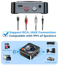 Load image into Gallery viewer, Bluetooth Receiver for Home Stereo, AUX RCA to Bluetooth Adapter for Old Speakers, NFC Wireless Audio Receiver for Music Streaming Sound System, KAIY Convert Wired Speakers to Wireless
