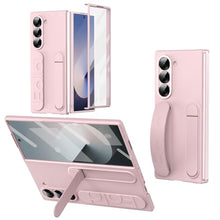 Load image into Gallery viewer, XIMAND for Samsung Galaxy Z Fold 7 Protect Case with Wristband Stand,Bulit-in Screen &amp; Lens Protection Shockproof Full Body Drop Fall Protection.(Pink)
