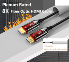 Load image into Gallery viewer, DGHUMEN 65Ft Plenum Rated HDMI Cable(CMP), 8K 48Gbps Fiber Optic Ultra High Speed Long HDMI 2.1 Cord, in Wall Plenum-Rated Cable for Pipes, HDMI to HDMI, Male to Male - (65Ft-CMP)
