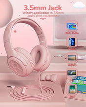 Load image into Gallery viewer, Kids Headphones with Microphone Foldable Stereo Tangle-Free 3.5mm Jack Wired Cord On-Ear Headset for Children/Teens/Boys/Girls/Smartphones/School/Kindle/Airplane Travel/Plane/Tablet (Pink)
