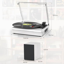 Load image into Gallery viewer, Vinyl Record Player with Two Stereo Speakers, Bluetooth Playback Turntable with 3 Speed AUX Headphone Input and RCA Out, Retro White
