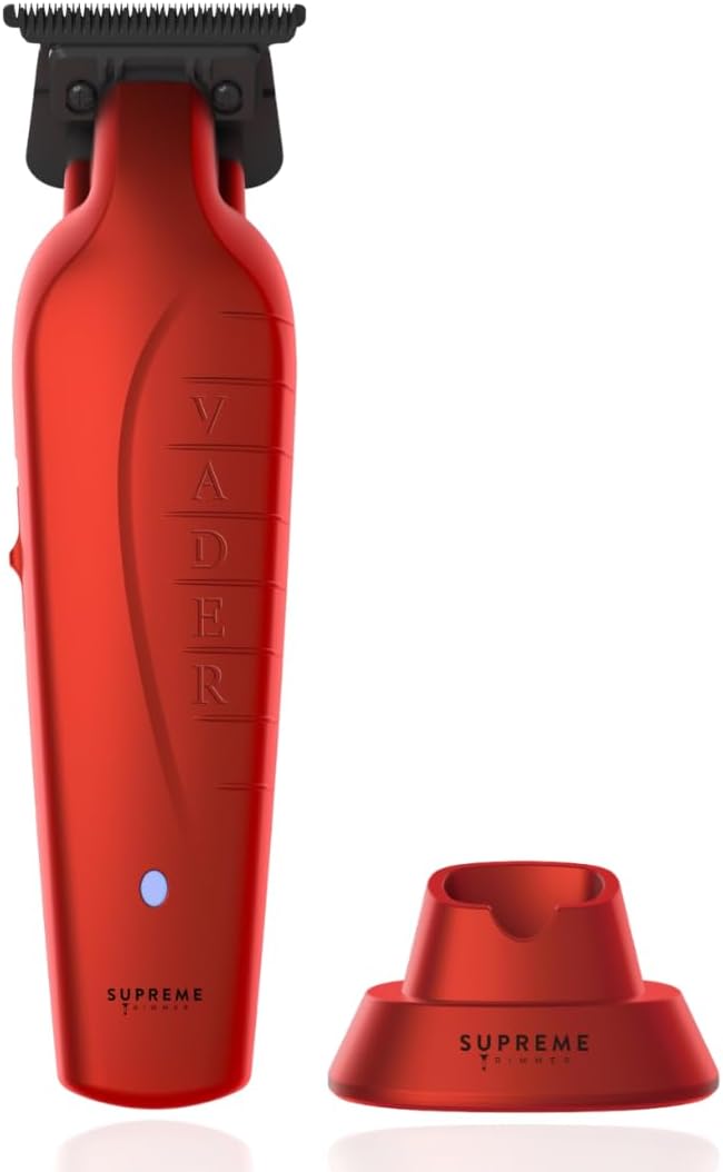 Supreme Trimmer Vader Trimmer ST3778 | Barber Liner Mens Beard Trimmer (210 Min Run Time) DLC T Blade Cordless Hair Clippers | Red