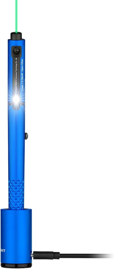 OLIGHT O'Pen Glow EDC Pen Light, 120 Lumens with Green Beam, Rechargeable LED Flashlight for Outdoor Uses, Writing, Adventure, Professional Business Gift(Blue)