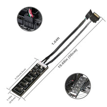 Load image into Gallery viewer, COMeap 9 Pin USB Header Splitter with SATA Power Cable, Motherboard 9Pin USB 2.0 Header 1 to 4 Ports Internal USB Hub Extension Adapter for CPU, WiFi Receiver, Cooling Fan, and RGB Light
