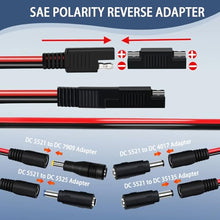 Load image into Gallery viewer, COMeap (2 Pack) SAE to DC Adapter for Jackery Solar Panel, to DC5521 Connector with Polarity Adapter DC8/5.5/4.0/3.5mm for Explorer Series 14AWG 2FT
