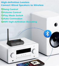 Load image into Gallery viewer, KAIY Bluetooth 5.3 Receiver for Home Stereo, Optical Low Latency &amp; HD Music Audio Bluetooth to RCA Adapter for Stereo/Speakers/Wired Speakers/Home Audio Music Streaming Stereo System, Support AUX/USB
