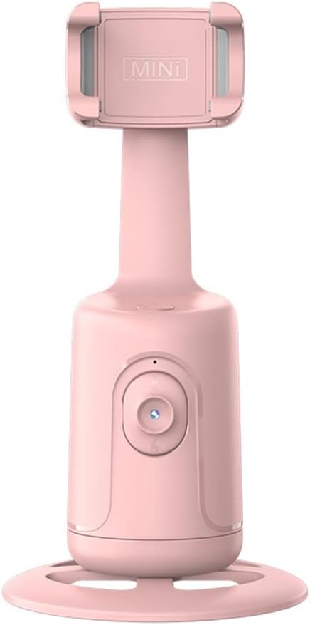 Auto Face Tracking Tripod, 360° Rotation Auto Tracking Phone Holder, No App Required, with Adjustable Lens Stable Base Phone Holder for Vlogs, Live Streaming & Video Chats (Pink)