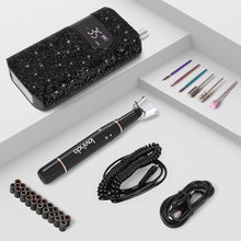 Load image into Gallery viewer, Lavinda Professional Electric Nail Drill Kit, 35000RPM Cordless Portable Machine for Acrylic Gel Nails, Rechargeable E File With Black Rhinestones, Manicure Tools (Black)
