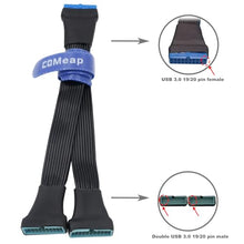 Load image into Gallery viewer, COMeap USB 3.0 Header Splitter Extension Cable, Small Mini USB 3.0 19/20 Pin 1 to 2 Y Splitter Internal Adapter for Motherboard 5.9-inch (15cm)
