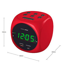 Load image into Gallery viewer, HANNLOMAX HX-702C Digital Clock with Dual Alarm, 0.7" Green LED Display. Dual USB Ports (USB-A &amp; Type-C) for Charging, AC Operation only. (Red)
