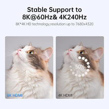 Load image into Gallery viewer, DGHUMEN Fiber Optic Extra Long HDMI Cable 130 FT, 8K Slim HDMI 2.1Cord 48Gbps Ultra High Speed, 8K@60Hz 4K@240Hz, Dynamic HDR, eARC, HDCP 2.2&amp;2.3, 3D, Compatible for PS4/5/Xbox/TV/Laptop/Projectorr
