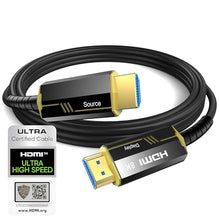 Load image into Gallery viewer, DGHUMEN Fiber Optic HDMI Cable 6.6FT/2M, Certified Ultra High Speed HDMI 2.1 Cable 8K@60 4K@120Hz HDR10 HDCP 2.2&amp;2.3, Compatible with Xbox/PS5/PS4, UHD TV, Blu-ray, Gold Plated Connector HDMI Cord
