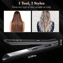 Load image into Gallery viewer, GFI Hair Straightener - Turbo Heating Element - Titanium Flat Iron - Straightens &amp; Curls Any Hair Type - Temperature Control - Pouch &amp; Glove Included
