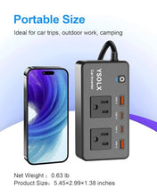 Load image into Gallery viewer, 300W Car Power Inverter - YSOLX Dual DC 12V to 110V AC Car Outlet Adapter to Wall Plug, 24W Fast Charging USB-C&amp;USB-A, Portable ?Charger Converter with for Laptops, Phones
