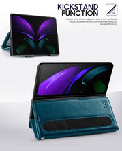 Load image into Gallery viewer, Z Fold 7 Wallet Case with S Pen Holder, RFID PU Leather Cover Blue
