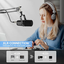 Load image into Gallery viewer, FDUCE XLR Dynamic Microphone for Vocal Recording, Podcasting, Gaming, Live Streaming&amp;Broadcasting, All Metal Cardioid Mic, Voice-Isolating Technology, with Boom arm SL40X+

