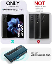 Load image into Gallery viewer, Z Fold 7 Wallet Case with S Pen Holder, RFID PU Leather Cover Blue
